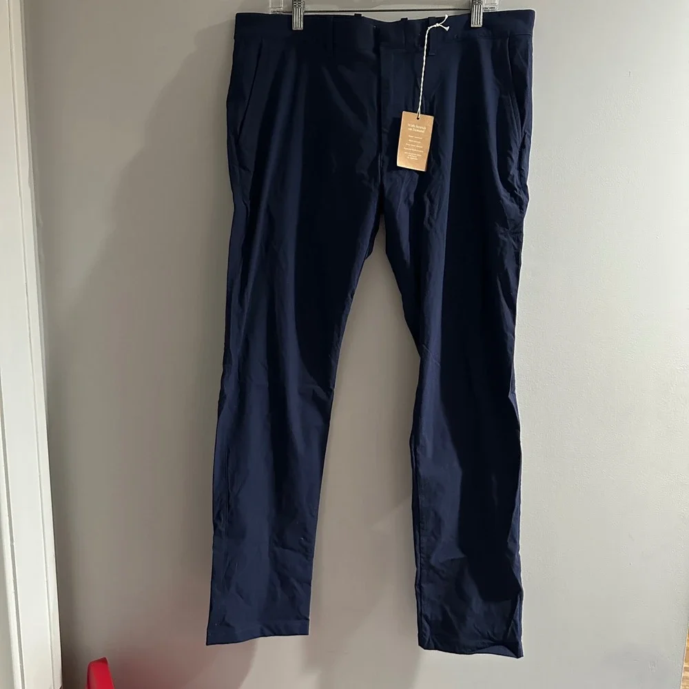 NWT J. Crew 484 Slim Stretch Chinos Blue Mens Sz 36x32 Water Resistant Tech Pant